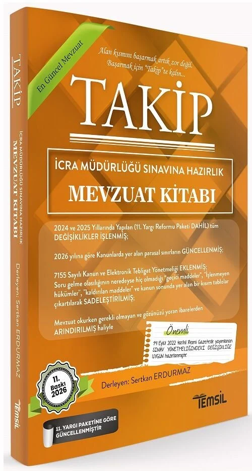 Temsil 2026 TAKİP İcra Müdürlüğü Sınavı Hazırlık Mevzuat Kitabı 11. Baskı - Sertkan Erdurmaz Temsil Kitap Yayınları
