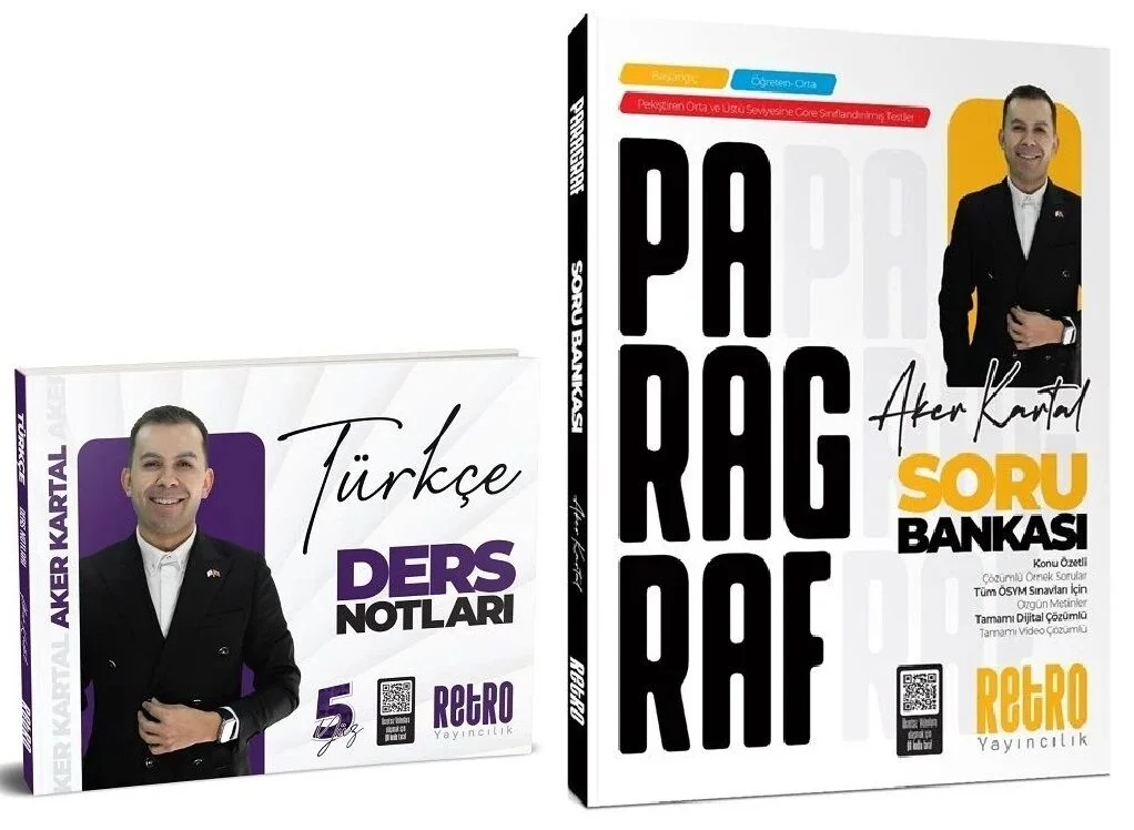 Retro 2026 KPSS Türkçe 5Yüz Ders Notları + Paragraf Soru Bankası 2 li Set - Aker Kartal Retro Yayıncılık
