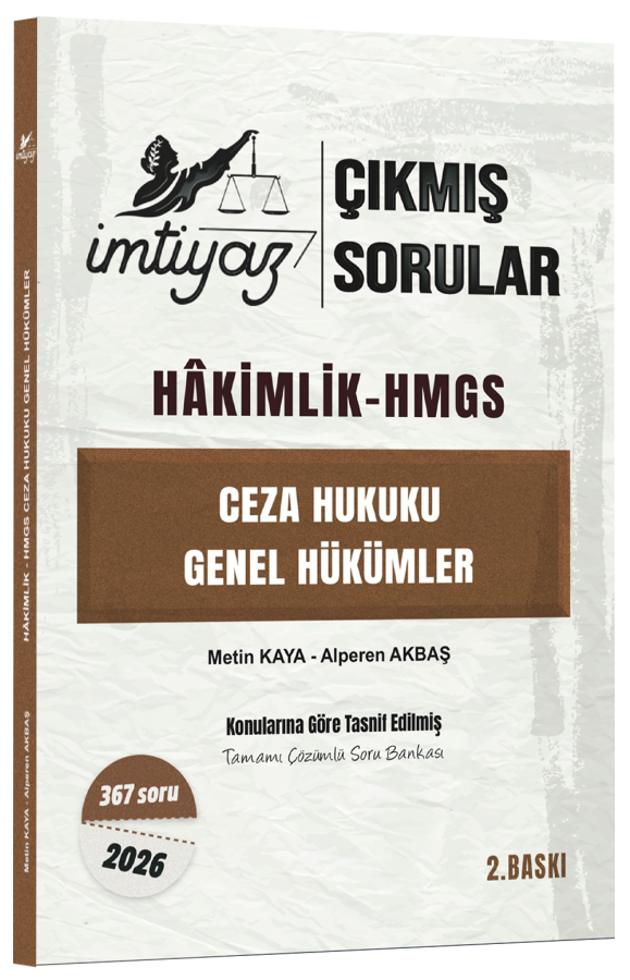 İmtiyaz 2026 Hakimlik HMGS Ceza Hukuku Genel Hükümler Çıkmış Sorular Çözümlü 2. Baskı - Metin Kaya İmtiyaz Yayıncılık