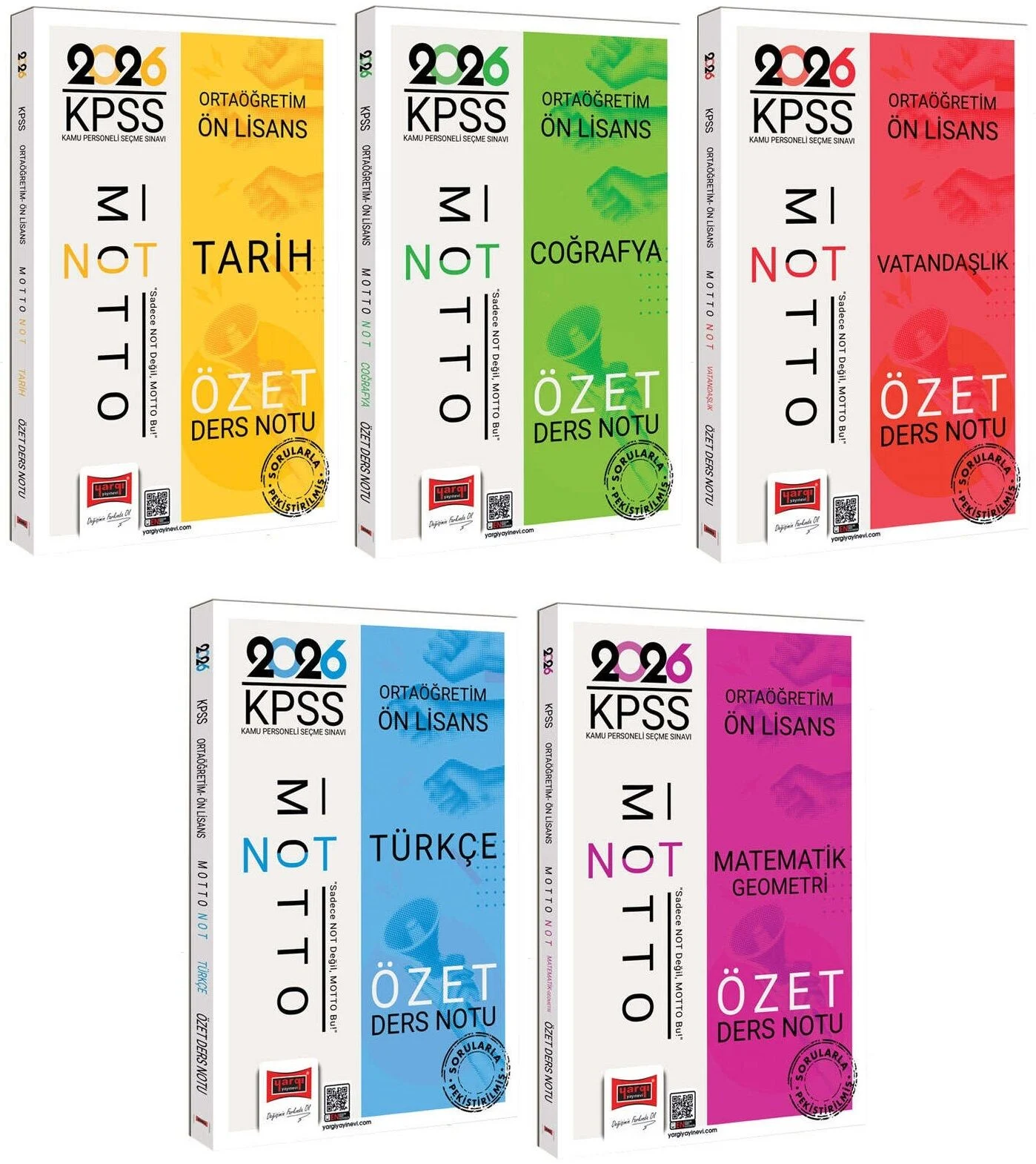 Yargı 2026 KPSS Lise Ortaöğretim Ön Lisans Motto Özet Ders Notu 5 li Set Yargı Yayınları