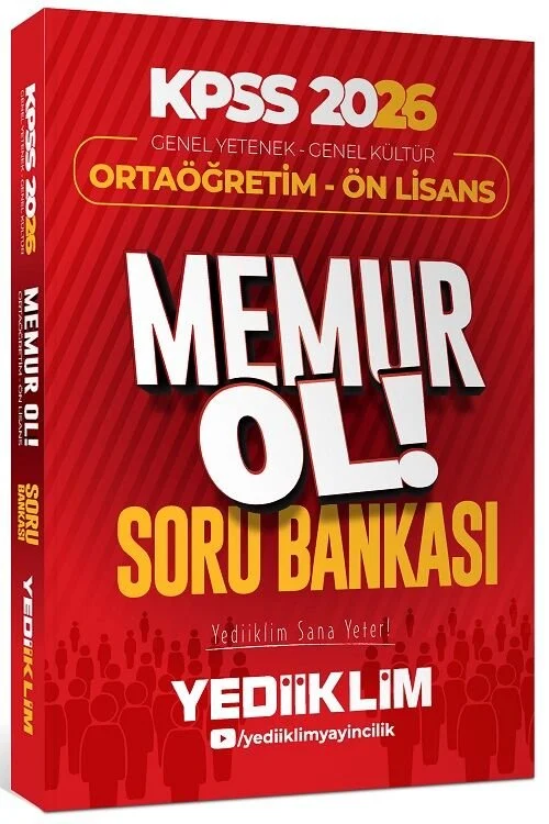Yediiklim Yayınları 2026 KPSS Lise Ortaöğretim Ön Lisans MEMUR OL Soru Bankası Tek Kitap