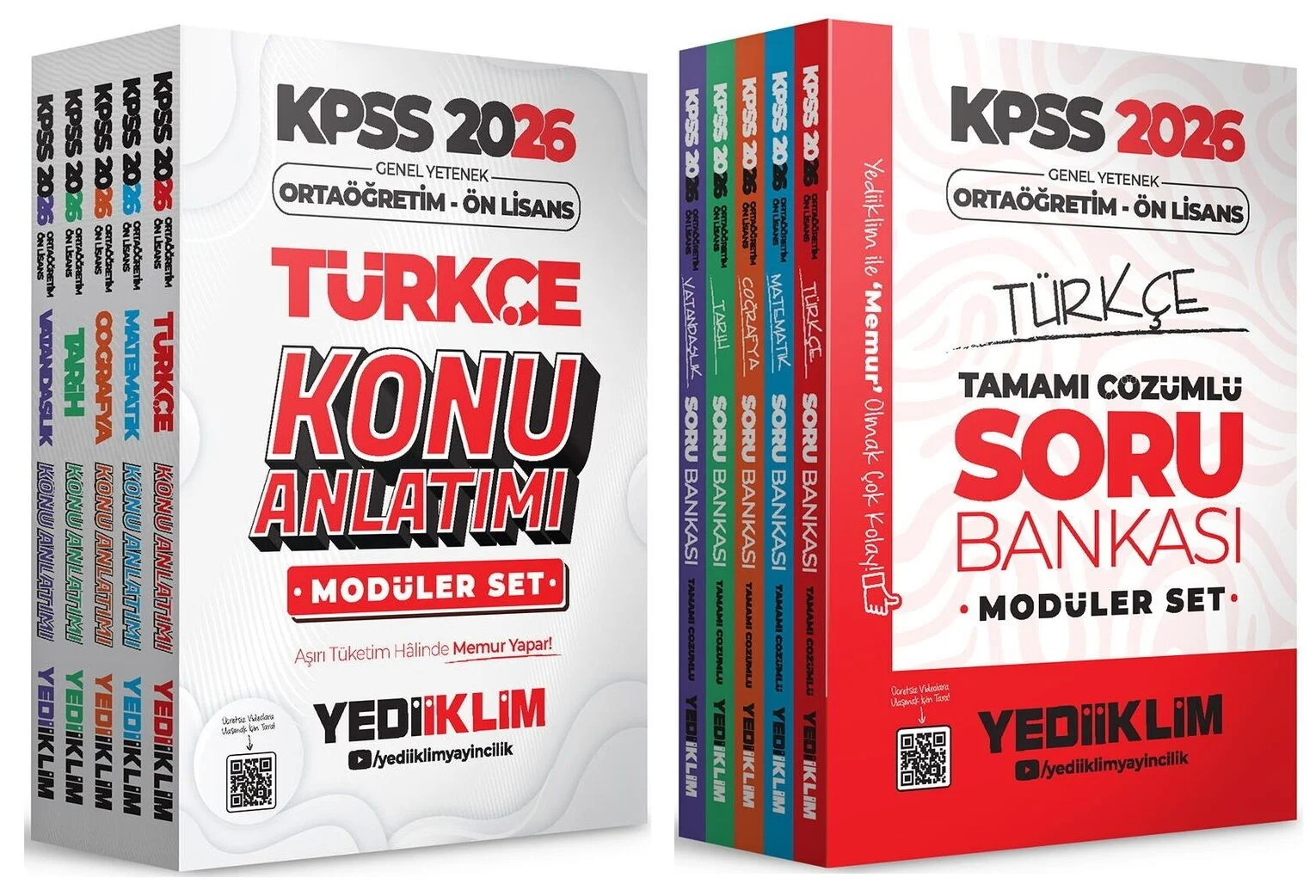 Yediiklim Yayınevi 2026 KPSS Lise Ortaöğretim Ön Lisans Konu + Soru Bankası Modüler 2 li Set