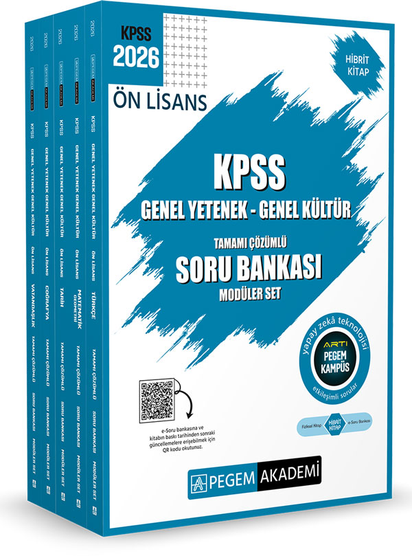 Pegem Yayınları 2026 KPSS Genel Yetenek Genel Kültür Önlisans Tamamı Çözümlü Soru Bankası Modüler Set