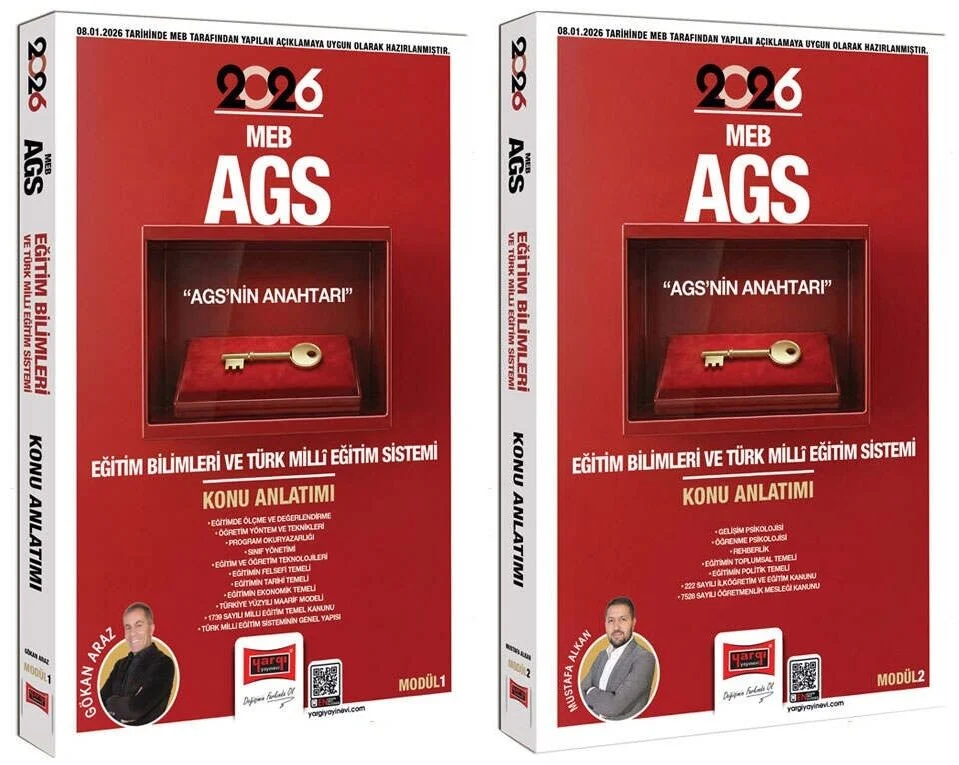 YENİ AGS - Yargı 2026 MEB-AGS nin Anahtarı Eğitim Bilimleri Türk Milli Eğitim Sistemi Konu Anlatımlı Modül 1-2 2 li Set - Gökhan Araz, Mustafa Alkan Yargı Yayınları