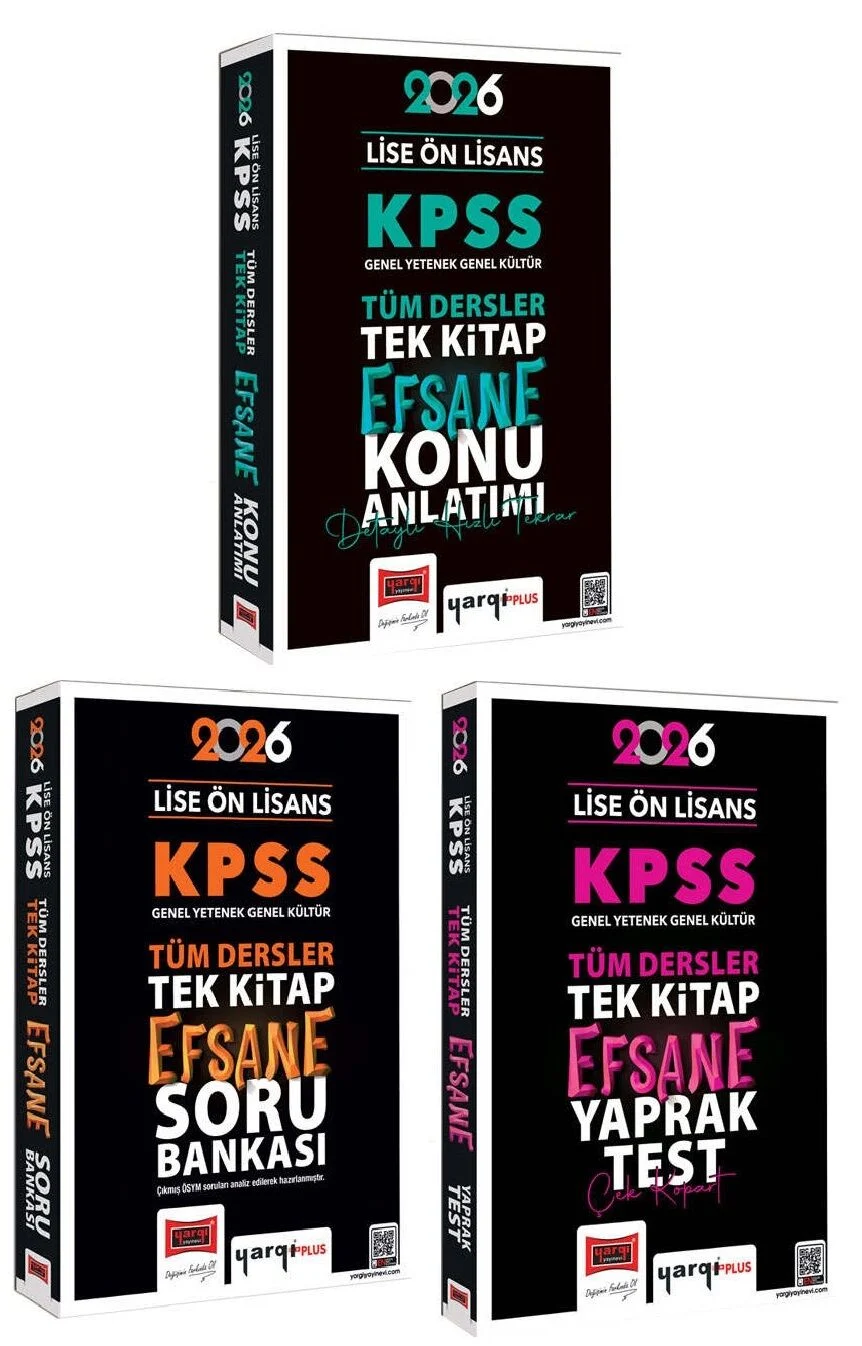 Yargı Yayınları 2026 KPSS Lise Ön Lisans Efsane Konu + Soru Bankası + Yaprak Test 3 lü Set