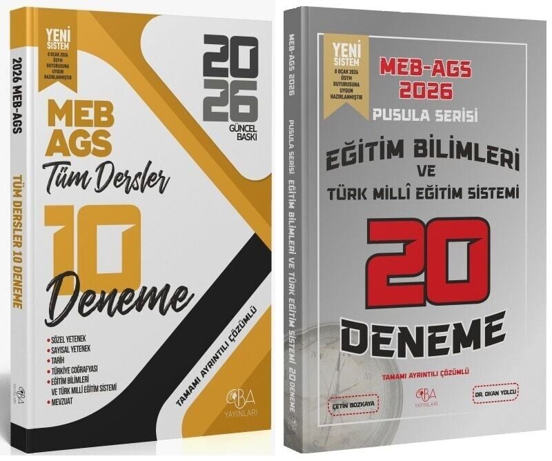 YENİ AGS - CBA Yayınları 2026 MEB-AGS Tüm Dersler + Eğitim Bilimleri 10+20 Deneme 2 li Set CBA Yayınları