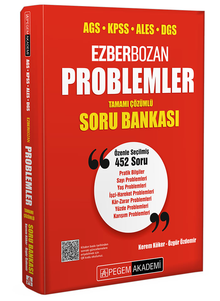 Pegem Yayınları 2026 AGS KPSS ALES DGS Kolay Problemler Ezberbozan Soru Bankası Çözümlü