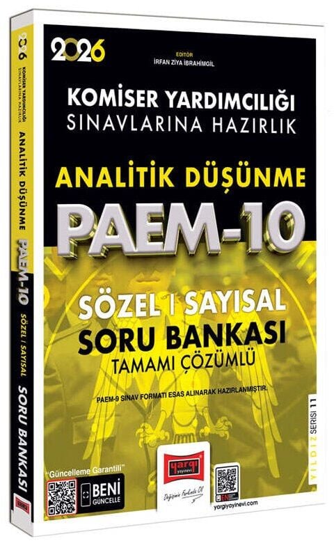 Yargı 2026 PAEM-10 Komiser Yardımcılığı Analitik Düşünme Sözel-Sayısal Soru Bankası Çözümlü Yargı Yayınları