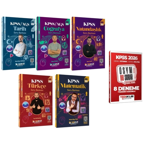 Yediiklim 2026 KPSS Genel Yetenek Genel K�lt�r At�lye Soru Bankas� + 8 Deneme 6 l� Set Yediiklim Yay�nlar�