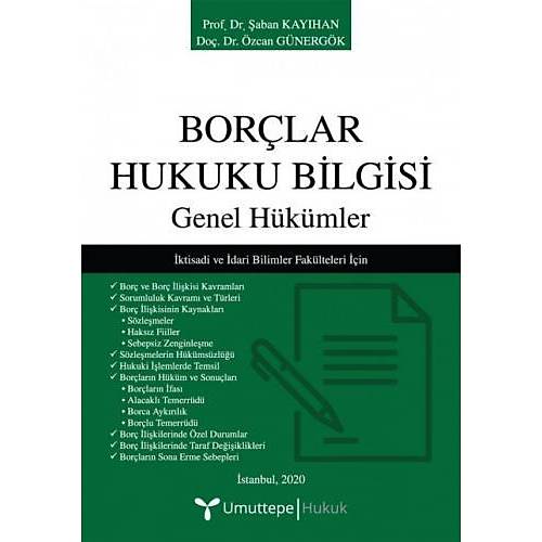 Umuttepe Yayınları Borçlar Hukuku Bilgisi Genel Hükümler (Şaban Kayıhan)