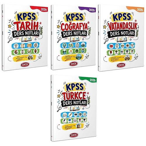 Data 2026 KPSS Tarih + Co�rafya + Vatanda�l�k + T�rk�e Ders Notlar� 4 l� Set Data Yay�nlar�