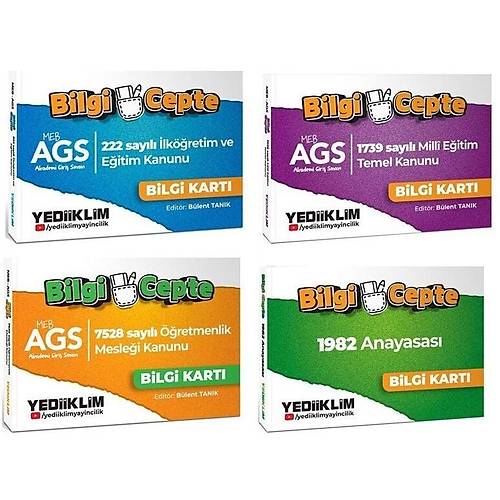 Yediiklim MEB-AGS 222 - 1739 - 7528 Sayl Kanun + 1982 Anayasas Bilgi Cepte Bilgi Kart 4 l Set - Blent Tank