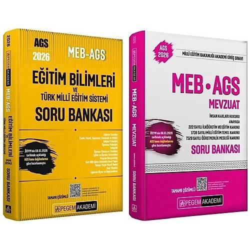 YEN� AGS - Pegem 2026 MEB-AGS E�itim Bilimleri + Mevzuat Soru Bankas� 2 li Set Pegem Akademi Yay�nlar�