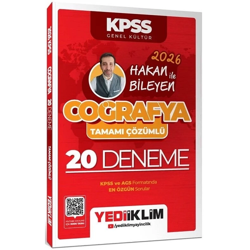 Yediiklim 2026 KPSS Corafya 20 Deneme zml - Hakan Bileyen Yediiklim Yaynlar