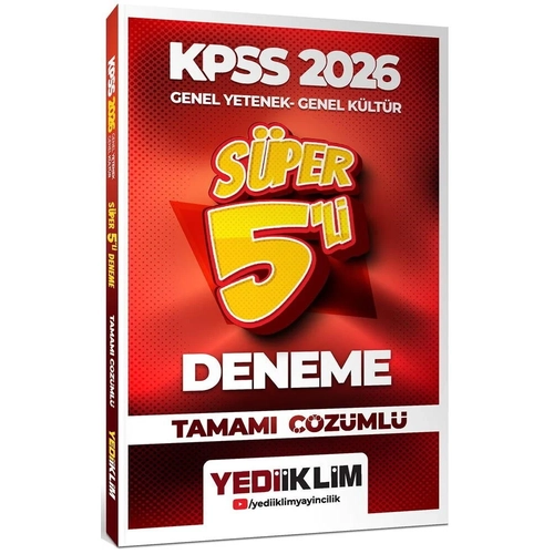 Yediiklim 2026 KPSS Genel Yetenek Genel Kltr Sper 5 li Deneme zml Yediiklim Yaynlar