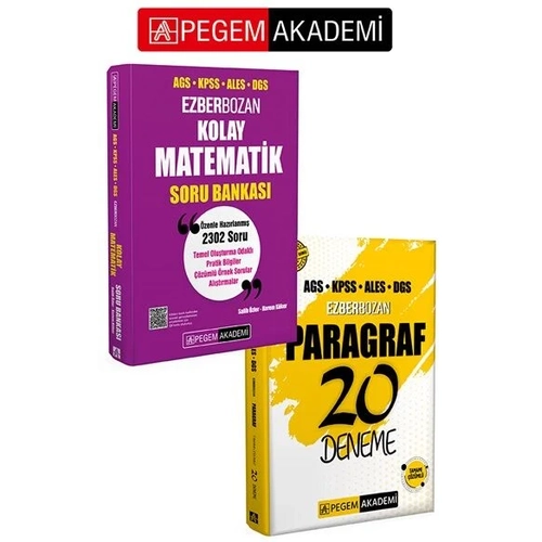 Pegem KPSS MEB-AGS ALES DGS Kolay Matematik Ezberbozan Soru Bankas� + Paragraf Ezberbozan 20 Deneme 2 li Set Pegem Akademi Yay�nlar�