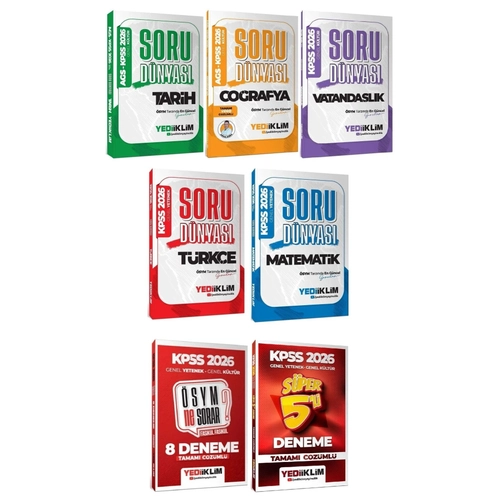 Yediiklim 2026 KPSS Genel Yetenek Genel K�lt�r Soru D�nyas� Soru Bankas� + 8+5 Deneme 7 li Set Yediiklim Yay�nlar�