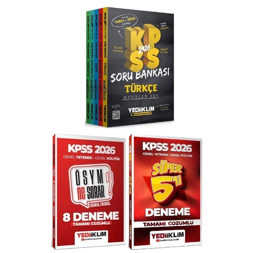 Yediiklim 2026 KPSS Genel Yetenek Genel K�lt�r Soru Bankas� Mod�ler + 8+5 Deneme 3 l� Set Yediiklim Yay�nlar�