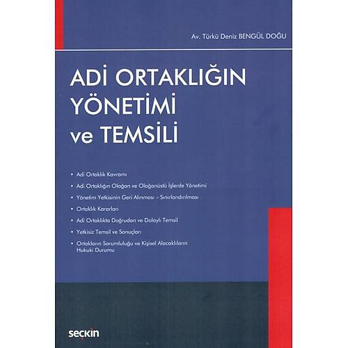 Sekin Yaynevi Adi Ortakln Ynetimi ve Temsili-Trk Deniz Bengl Dou
