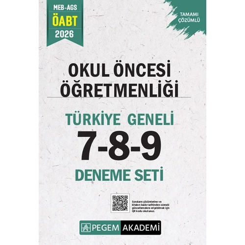 Pegem 2026 �ABT MEB-AGS Okul �ncesi ��retmenli�i T�rkiye Geneli 3 Deneme (7-8-9) Pegem Akademi Yay�nlar�
