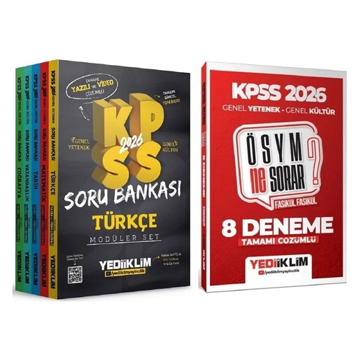 Yediiklim 2026 KPSS Genel Yetenek Genel K�lt�r Soru Bankas� Mod�ler + 8 Deneme 2 li Set Yediiklim Yay�nlar�