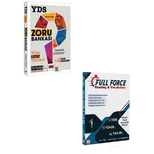 Yarg Yaynlar 2025 YDS Tamam zml Zoru Bankas +2 Deneme laveli+Tercih Yaynlar Full Force Reading&Vocabulary (2Li Set)