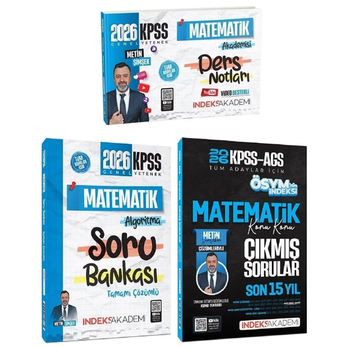 �ndeks Akademi 2026 KPSS Matematik Video Ders Notlar� + Soru Bankas� + ��km�� Sorular 3 l� Set - Metin �im�ek �ndeks Akademi Yay�nc�l�k