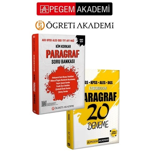 Pegem + ��reti KPSS MEB-AGS ALES DGS Kim Korkar Paragraf Soru Bankas� + Ezberbozan 20 Deneme 2 li Set Pegem + ��reti Akademi Yay�nlar�