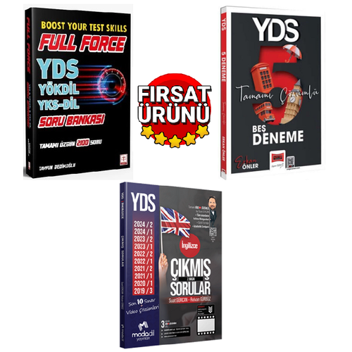 Modadil Yay�nlar� Yds �ngilizce Son 10 S�nav ��km�� Sorular+Tercih Yay�nlar� YDS Full Force �ngilizce Soru Bankas�+Yarg� Yay�nlar� YDS 5 Deneme Tamam� ��z�ml� Seti(3Kitap)