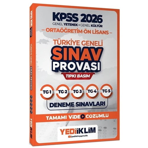 Yediiklim 2026 KPSS Lise Orta��retim �n Lisans T�rkiye Geneli S�nav Provas� T�pk� Bas�m Deneme (1-2-3-4-5) ��z�ml� Yediiklim Yay�nlar�