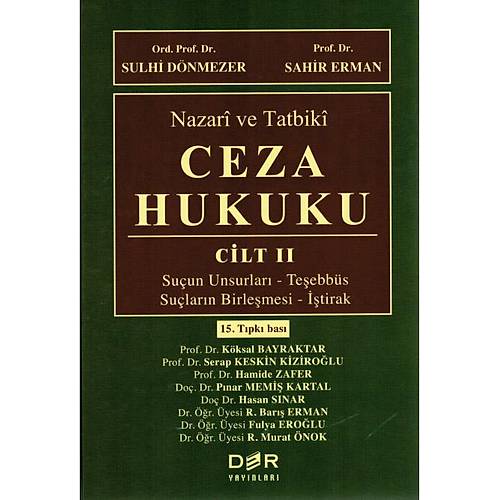 Der Yayınları Nazari ve Tatbiki Ceza Hukuku - Cilt: 2 Sahir Erman / Sulhi Dönmezer