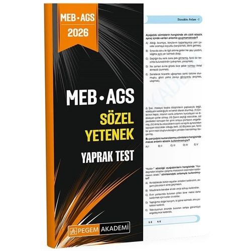 Pegem 2026 MEB-AGS S�zel Yetenek Yaprak Test Pegem Akademi Yay�nlar�