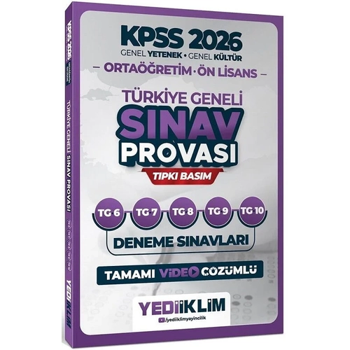 Yediiklim 2026 KPSS Lise Orta��retim �n Lisans T�rkiye Geneli S�nav Provas� 5 Deneme ��z�ml� (6-7-8-9-10) Yediiklim Yay�nlar�