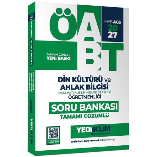 Yediiklim 2027 �ABT MEB-AGS Din K�lt�r� ve Ahlak Bilgisi ��retmenli�i Soru Bankas� ��z�ml� Yediiklim Yay�nlar�