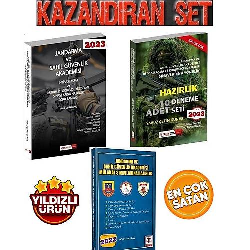Tercih Kitabevi 2023 Jandarma ve Sahil Güvenlik Akademisi Sınavlarına Hazırlık Kitabı( 3 Kitap-Soru+Deneme+Mülakat) Yavuz Çetin Güneş