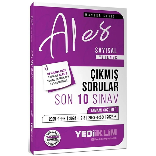 Yediiklim 2026 ALES Master Say�sal Yetenek ��km�� Sorular Son 10 S�nav ��z�ml� Yediiklim Yay�nlar�