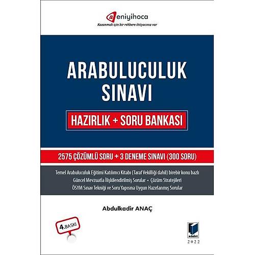 Adalet Yayınları Arabuluculuk Sınavı Hazırlık + Soru Bankası ve Yenileme Eğitimi Abdulkadir Anaç