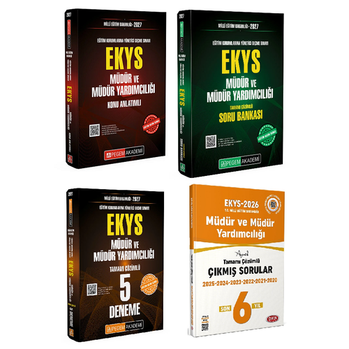 Pegem 2027 MEB EKYS M�d�r ve Yard�mc�l��� Konu + Soru Bankas� + ��km�� Sorular ve 5 li Deneme Seti 4 l� Pegem Akademi Yay�nlar�