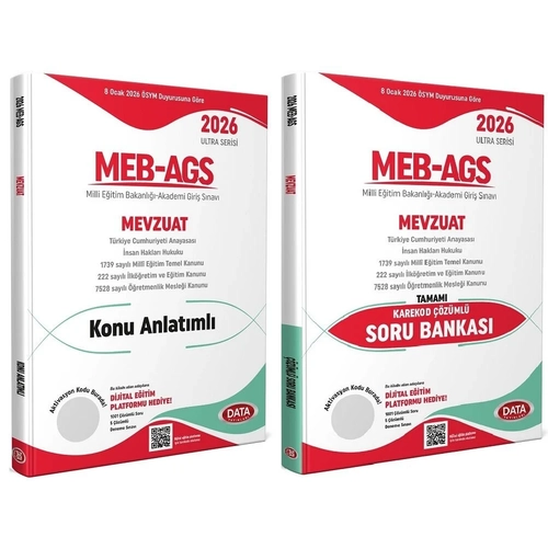 Data 2026 MEB-AGS Mevzuat Konu Anlat�ml� + Soru Bankas� 2 li Set Ultra Serisi Data Yay�nlar�