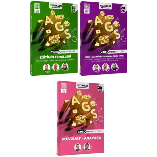 Yediiklim 2026 MEB-AGS E�itimin Temelleri + T�rk Milli E�itim Sisteminin Genel Yap�s� + Mevzuat - Anayasa Video Ders Notlar� 3 l� Set Ahenk Serisi Yediiklim Yay�nlar�