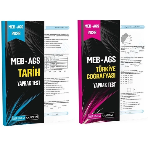 Pegem 2026 MEB-AGS Tarih + T�rkiye Co�rafyas� Yaprak Test 2 li Set Pegem Akademi Yay�nlar�