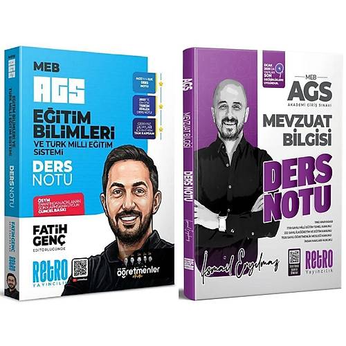 YEN� AGS - Retro 2026 MEB-AGS E�itim Bilimleri ve T�rk Milli E�itim Sistemi + Mevzuat Bilgisi Ders Notu 2 li Set Retro Yay�nc�l�k
