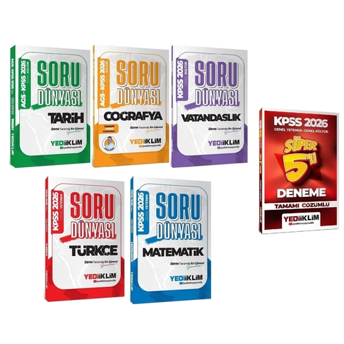 Yediiklim 2026 KPSS Genel Yetenek Genel K�lt�r Soru D�nyas� Soru Bankas� + 5 Deneme 6 l� Set Yediiklim Yay�nlar�
