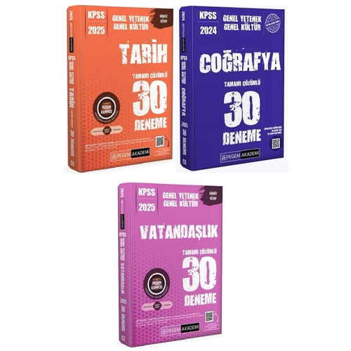 Pegem 2025 KPSS Tarih+Corafya+Vatandalk 90 Deneme 3 l Set Pegem Akademi Yaynlar