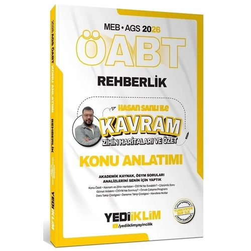 Yediiklim 2026 �ABT MEB-AGS Rehberlik Kavram Zihin Haritalar� ve �zet Konu Anlat�m� - Hasan Sanl� Yediiklim Yay�nlar�