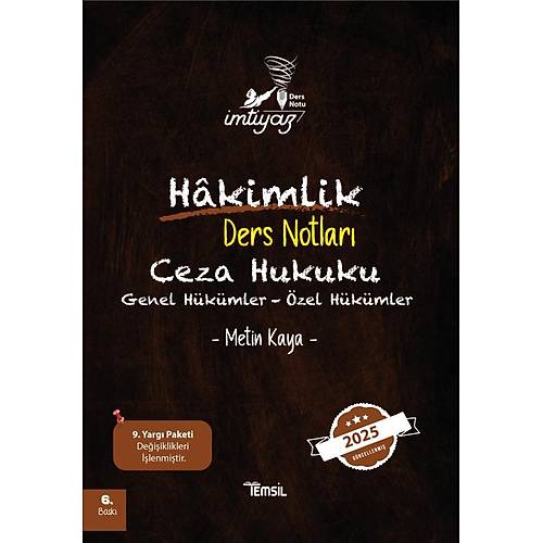 Temsil 2025 mtiyaz Hakimlik Ceza Hukuku (Genel Hkmler - zel Hkmler) Ders Notlar
