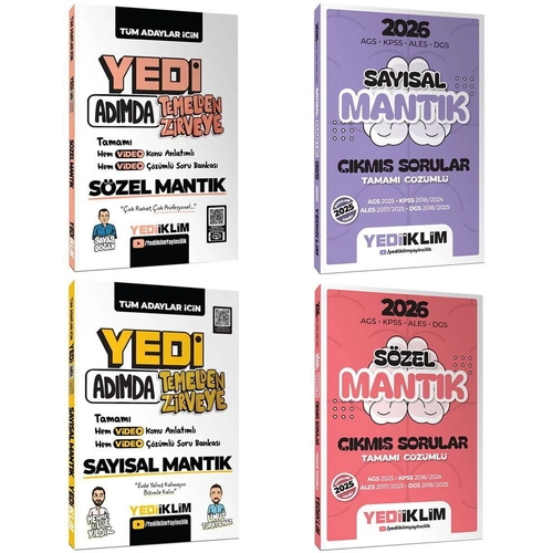 Yediiklim 2026 KPSS DGS ALES YKS 7 Yedi Ad�mda S�zel + Say�sal Mant�k Konu Anlat�ml� Soru Bankas� + ��km�� Sorular 4 l� Set Yediiklim Yay�nlar�