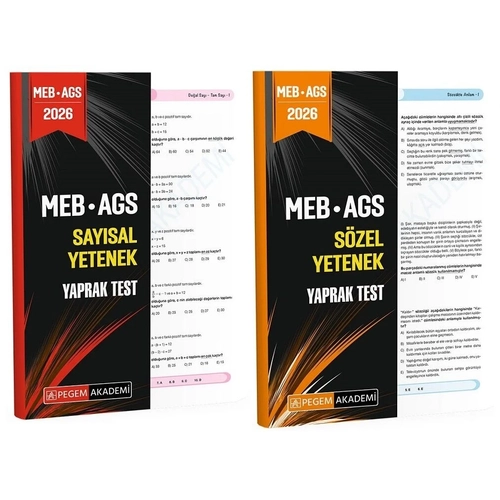 Pegem 2026 MEB-AGS Say�sal + S�zel Yetenek Yaprak Test 2 li Set Pegem Akademi Yay�nlar�