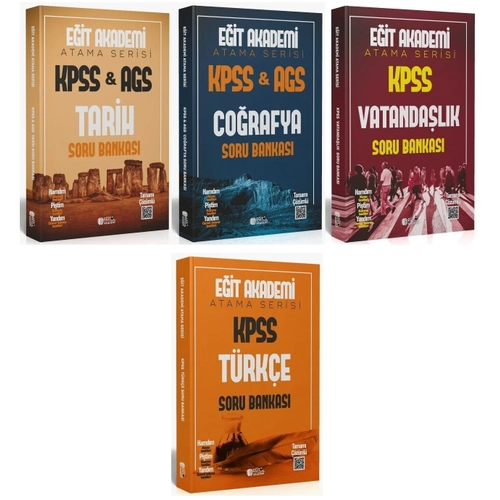 E�it Akademi 2026 KPSS Tarih + Co�rafya + Vatanda�l�k + T�rk�e Atama Serisi Soru Bankas� 4 l� Set E�it Akademi