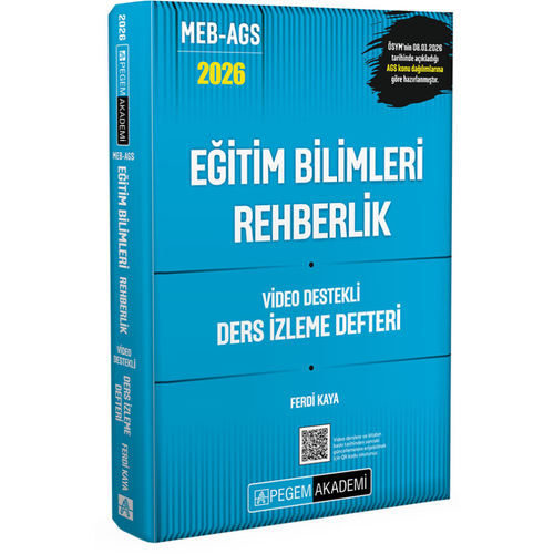 YEN� AGS - Pegem 2026 MEB-AGS E�itim Bilimleri Rehberlik Ders �zleme Defteri Pegem Akademi Yay�nlar�